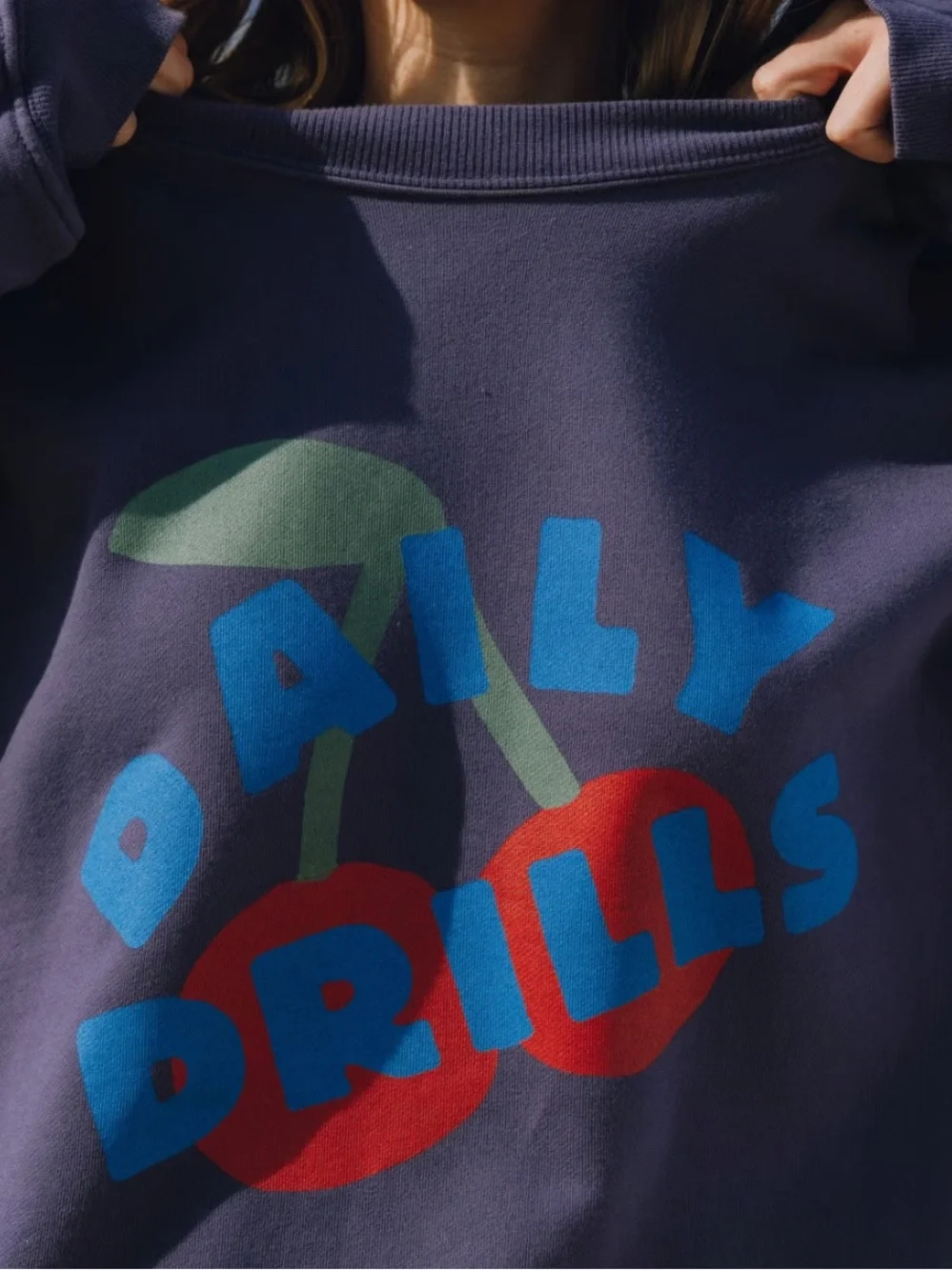 Daily Drills Limited Edition 300K Cherry Oversized Crew - Navy Size M/L NWOT